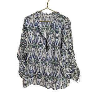 Chico’s NWT Women’s Size 3L Ramie top 40th anniversary print 3/4 Sleeve
